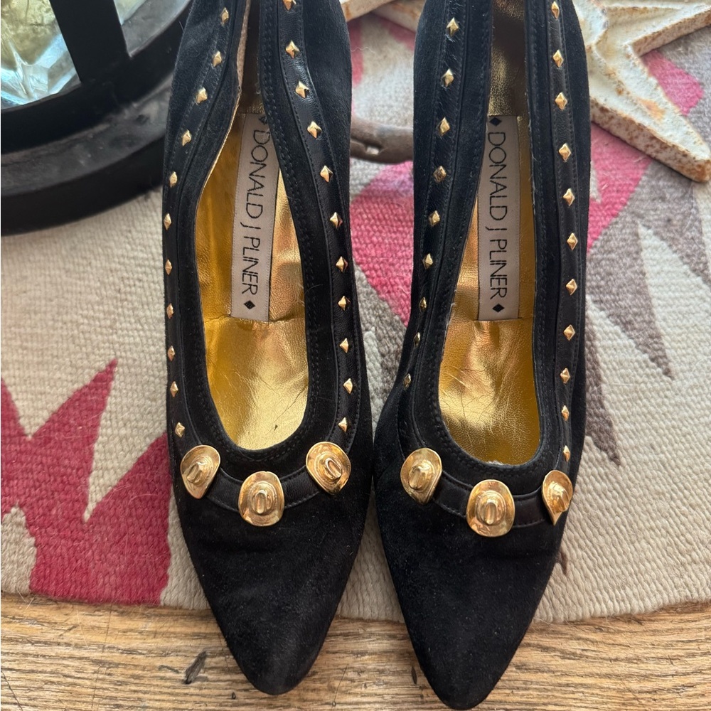 Donald J. Pliner Black Heels with Gold Accents